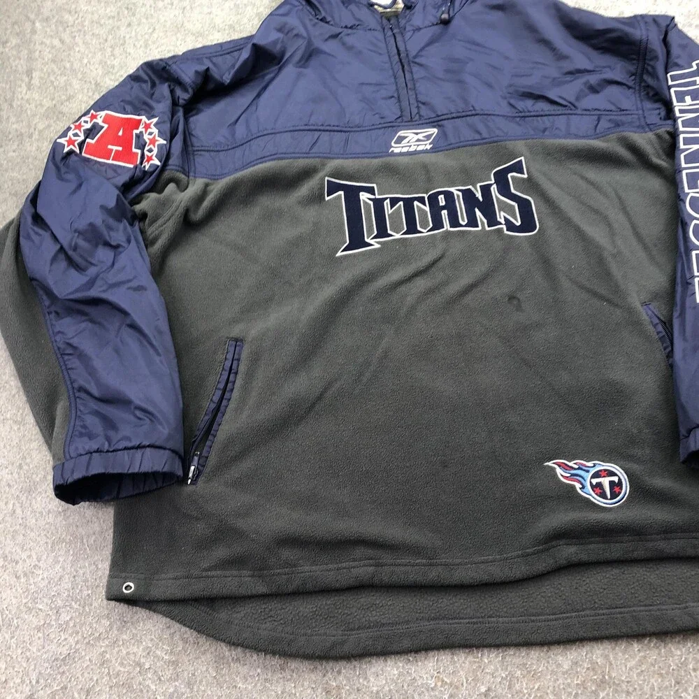 Vintage Tennessee Titans Jacket Mens Large Blue NFL Football Reebok Fleece